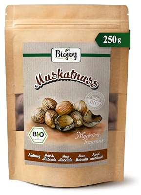 Biojoy Nuez moscada BIO, nueces enteras, aprox. 46 piezas, 250 g | De Sri Lanka, Myristica fragrans L.