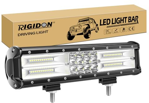 RIGIDON Barra de luz led, 12V 24V 12 Pulgadas 180W, Barras Luminosas led | foco Inundación combo, lámpara de conducción, 6000K, para off road camión coche ATV SUV 4x4 barco, faro de largo alcance