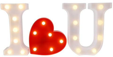 FRCOLOR Light Up I Love You Sign Light Up I Love You Letters Sign You neon LED Heart Marquee Lights Night Light Lamp for Wedding Christmas Home Party Decoration No Battery