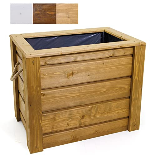 Holzfee Pflanzkasten Holz Serie Flair 60 x 40 x 40 cm mit Farbauswahl (Roteiche)