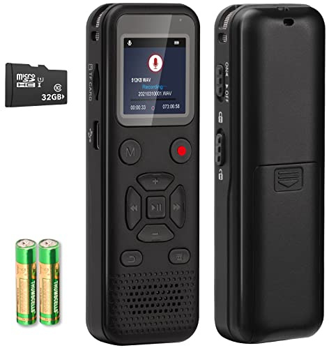 Grabadora Digital activada por Voz de 72 GB: grabadora de Cinta portátil con Dispositivo de grabación de Audio de reproducción para conferencias, reuniones, grabadora de Sonido con dictáfono pequeño