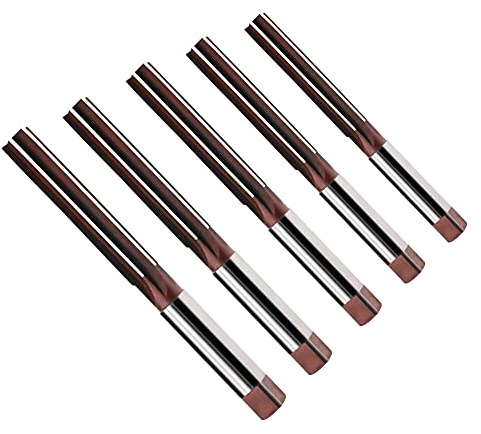 FOCMKEAS 5 PCS Hand Reamers Set Metric H8 Accuracy Alloy Tool Steel 9Crsi 6 Flutes Straight Shank Milling Cutter Tool (4mm,6mm,8mm,10mm,12mm)