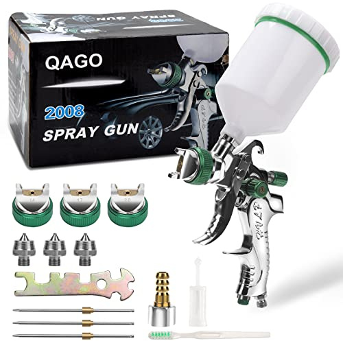 Izrielar Pistolet de peinture professionnel HVLP avec buses de peinture pneumatique de 1,4/1,7/2,0 mm, gobelet de 600 cc, compact et portable