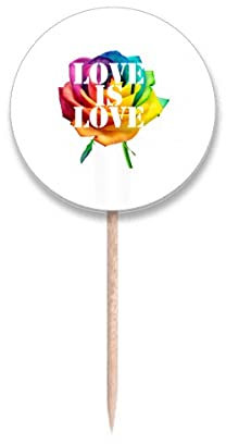 Banderas redondas para palillo de dientes con diseño de flores