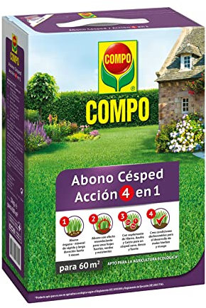 COMPO Abono de césped Acción 4 en 1, Micro granulado, Para jardín de 60 m², 3 kg