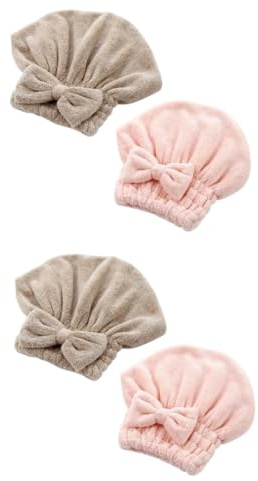 minkissy 4stücke Korallenvlies Trockenhaube Schnelltrocknende Haarhaube Mit Wasseraufnahme Für Damen Für Zuhause Oder Reisen Und Kaffee