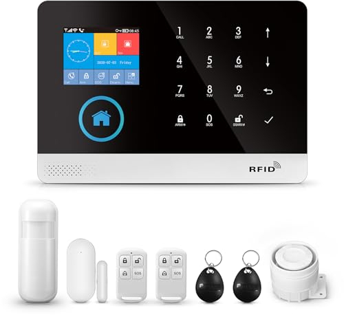 PG103 Home Security Alarm System,4G Alarm 8-Pieces-kit System with Phone APP Alert，Door/Window Sensor, Siren,Compatible with Alexa,NO Monthly Fees