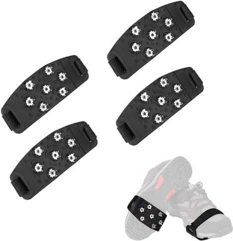 2 Paar Eisstollen, rutschfest Schneespikes für Schuhe Stiefel Eisstollen für Stiefel 7 Punkte Steigeisen Eisstollen Schneegriffe für Schuhe Wandern Wandern Bergsteigen Winter