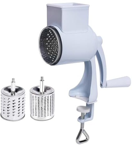 PETSOLA Molino de Maíz con Abrazadera de Mesa, Trituradora de Queso Rotativa Que Ahorra Esfuerzo, de Nueces, Molino de Grano Manual para, Blanco 2 hojas, Individual