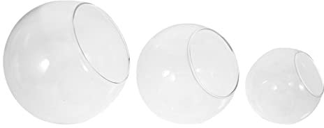 3 Stück klare Glasvasen, Glasterrarium, schräg geschnittene Blasenschalen, Obstbehälter, Fischschale, Pflanzenterrarium, schräg geschnittene Kugelvase, Mittelstück, runde Blumenvase/474