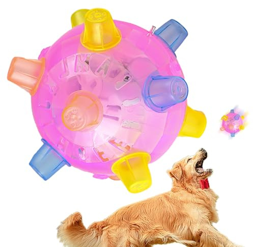 Springender Aktivierungsball für Hunde – springendes Aktivierungs-Hundespielzeug, hüpfende Leuchtbälle für Hunde, Hundeball mit blinkender Beleuchtung, interaktiver Hundespielzeugball mit LED-Lichtern