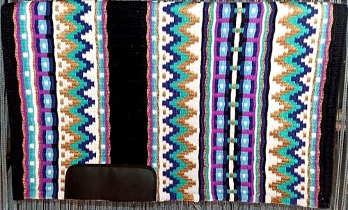 EQUIGEAR Western Show Horse Satteldecke aus neuseeländischer Wolle, Western-Design, handgefertigte Satteldecke, Wollpolster, Sensor Flex (Anpassung möglich), WX025 (34x36)