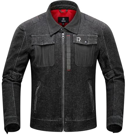 BORLENI Motorradjacke Denim Herren Motorrad Jeansjacke mit Protektoren Atmungsaktiver Panzerschutz Hochglanz Reflektierend für Frühling Sommer Herbst