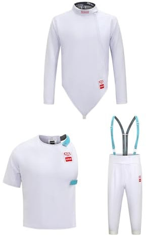 KXJPIZIYB Professioneller Fechtanzug 3-teilig, 450N Fechtuniform, Fechtschutzanzug, für Rechtshänder(40#)