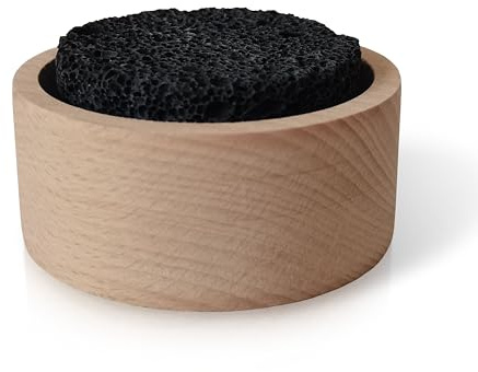 Halsa Lava Stone Diffuser for Sauna, Office, Bedroom, Bathroom - Natural Beechwood Base, Passive Diffusion, Lava Rock Absorbs Essential Oils - Natural Aromatherapy