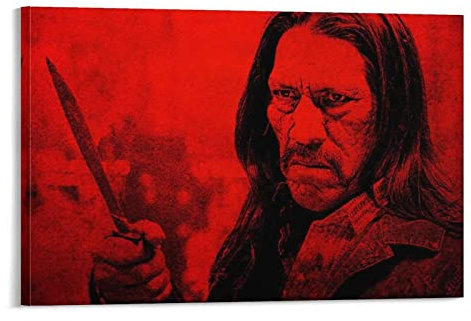 JINLIMAO Wanddeko Poster 40 * 60CM Senza Cornice Danny Trejo film capelli lunghi Machete (film) uomini poster rosso