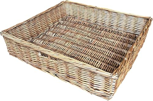 Arthur Cameron - Handcrafted Rectangular Wicker Storage Footstool Tray Woven Basket with Handle/Under Bed Basket - Perfect for Home Storage