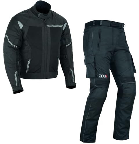 WMW WALI MOTO WEAR Herren Motorrad Sommer Textil Kombi 2-teiler mit Protektoren Herren Motorrad Touring Kombi Biker Motorrad Jacke und Hose