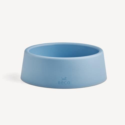 Beco Dog Bowl - Food & Water Steady Bowl, Recycled Plastic, Non-Slip Rubber Base, Coastal Blue, Large
