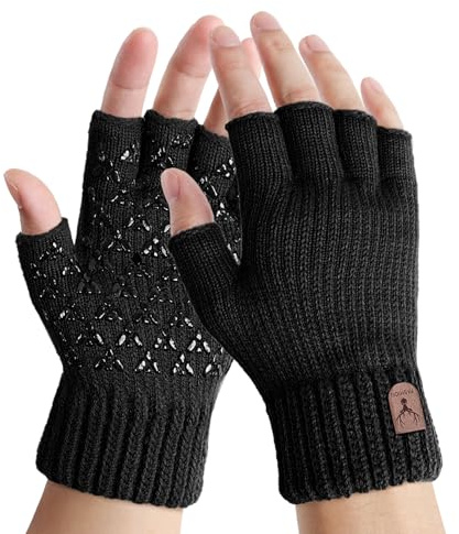 Alorn Fingerlose Handschuhe für Herren – rutschfeste, thermisch gestrickte Winterhandschuhe mit weichem Futter für Autofahren und Radfahren im Freien