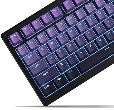 x XVX Shine Through PBT Keycaps, Custom Keycaps 60 75 100 Percent Cherry Profile, Doubleshot Key caps Set for 61/64/68/84/87/100/104/108 Gaming Mechanical Keyboard, Gradient Purple