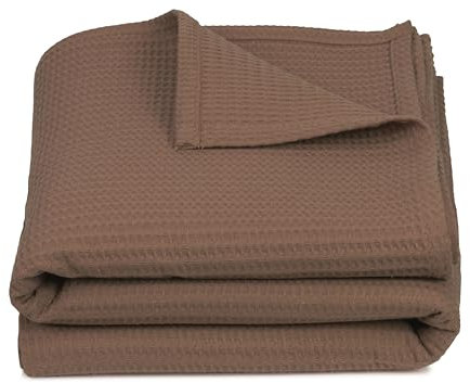 ZOLLNER Couverture Douillette 150 x 200 cm - 100% Coton - Motif Intemporel - Infroissable et Respirante - Couleur Marron - Lavable à 60 °C - Qualité hôtelière - Certifiée Oeko Tex®