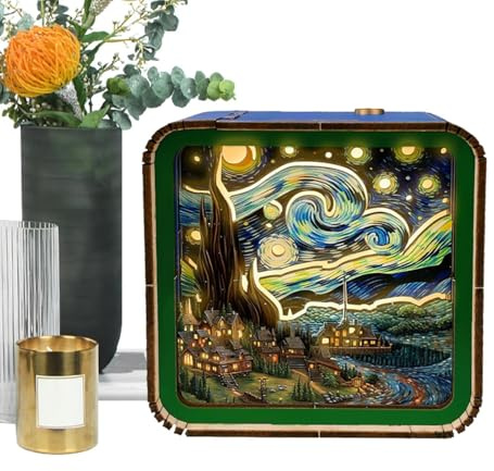 Luz nocturna recargable, Luz nocturna de de madera - de paisajes de dibujos animados | Juguetes sensoriales portátiles, lámpara de mesa ajustable para dormitorio, sala de