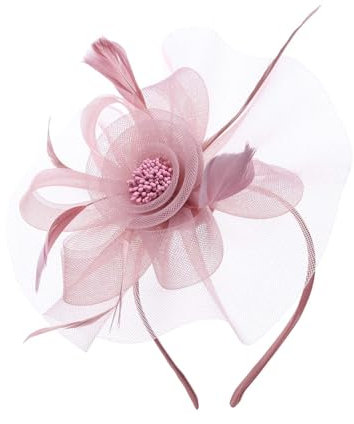IYOU Tea Party Fascinators Hut Rosa Blume Hochzeit Haarbänder Feder Braut Brautjungfer Haarschmuck für Damen