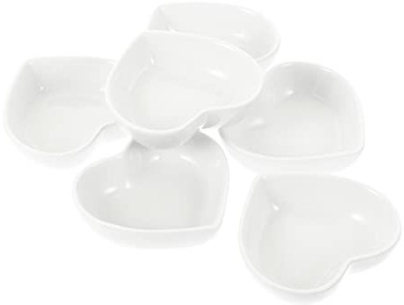 Generico 6 Pezzi piatto a forma di cuore piatti stoviglie ciotola cibo biscotto vassoio caffe piatto per antipasti contenitore per alimenti piatto di salsa ceramica bianca Riutilizzabile