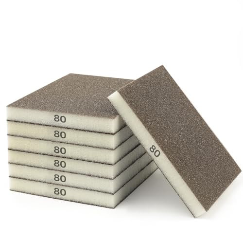 STEBRUAM 6 Pieces Sanding Sponges, 80 Grits Specifications Sanding Pads for DIY sanding tools,metal polishing,wood polishing, car polishing