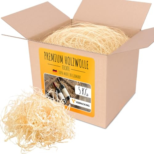 verpacking Lana di legno Fichte (quantità selezionabile) - materiale di riempimento per regali e pacchi, decorazione - qualità premium 5 kg