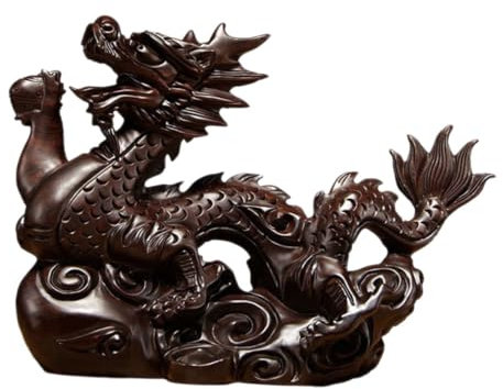 RORPOIR Holz Drachen Statue Drachenfigur Chinesische Dekoration Drachenskulptur Wohnzimmer Deko Tisch Drachen Ornament Modellierung Innenraumcoration