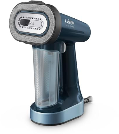 Calor Pure Force 3en1, Défroisseur à main et fer à repasser, Utilisation verticale/horizontale, Nettoie, 1800W, 35g/min, Prêt en 25s, DT8755C0, Bleu Métallisé