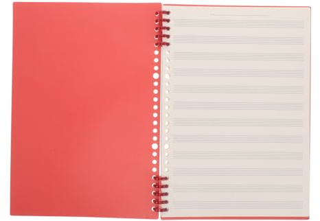Professionelles Kinder Notenbuch B5 mit Herausnehmbarem Einlegeblatt, Rot | Gitarrennotenbuch mit Schmalem Notensystem, Vintage Stil, für Musikschulen und Musiktrainingskurse