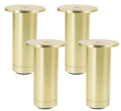 SZLXJMFL Möbelfüße Gold, 4 Stück Verstellbar Möbelfüsse Rund Aluminiumlegierung | Gebürstet Oberfläche Höhe: 8-25cm Couchtischbeine Tischfüße Sofasfüße 15cm/6