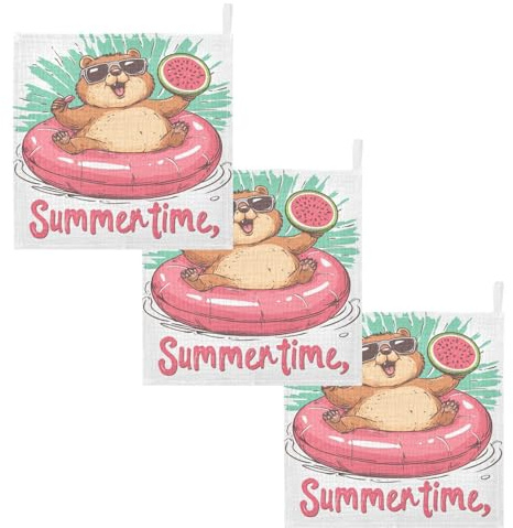 xigua Baby Washcloths 3 Pack,Cute Hamster on Lifebuoy Baby Towels Newborns Baby Wipes, Super Soft and Absorbent Wash Cloths for Adult1436