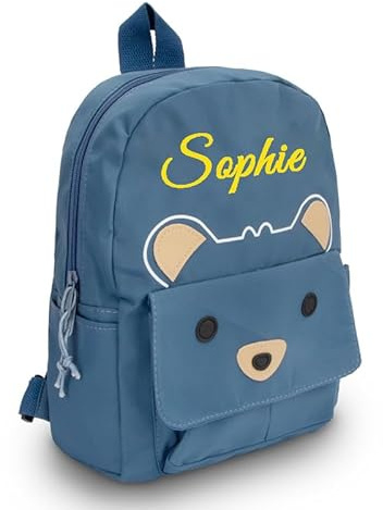 DSSHENGDS Personalizada Mochila Infantil con Nombre, Bordado Mochila Pequeña para Niños Niñas, Lindo Mochila Escolar Infantiles para Guardería Colegio-Blue