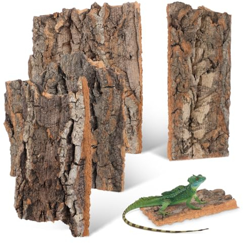 IMIKEYA 4-Teiliges Set Reptilienrinde Für Terrarien Natürliche Baumrinden-Dekoration Als Kletterplattform Und Versteck Für Schlangen Eidechsen Schildkröten 13.00 X 3.80 X 1.00 cm