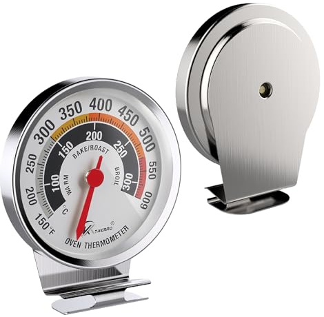 NSF Certified Oven Thermometer - KT THERMO 3in Analog Appliance Thermometer with Wide 150-600°F Temperature Range, Stainless Steel, Large Dial for Easy Reading