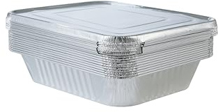 Aluminum Pans With Lids 9x13 [10 Sets] Aluminum Foil Pans Trays With Lids - Half Size Tin Foil Disposable Pans For Baking, Cake Serving Dishes, Roasting, Heating, Serving & Lining Steam-Table Trays
