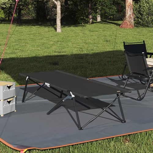Tidyard Klappbare Sonnenliege mit Tragetasche Schwarz 600D Oxford-Stoff Gartenliegestuhl Strandliege für Strand Garten Terrasse Camping