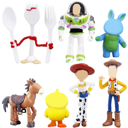 Toy Mini Figures, Toy Cake Toppers Set 7pcs Birthday Cake Decorations for Kids, Party Figurine Ornaments