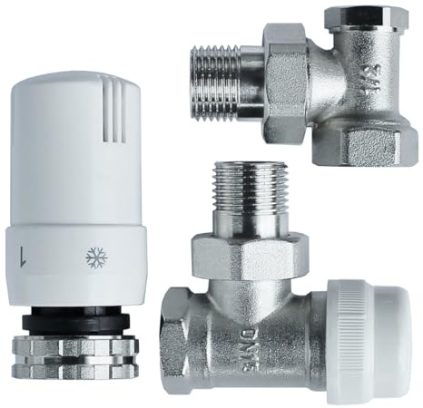 4M+ Thermostat Heizung Winkel M30x1,5 – Heizkörperthermostat Weiß – Heizkörper Heizungsthermostat Winkel – Heizungsregler Eckform Komplett-Set, 6–28 °C