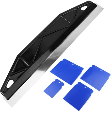 YQBFTC Paint Edger Tool 12 Stainless Steel Paint Cutting in Tools for Painting with 4Pcs Plastic Scrapers,Skirting Board Paint Shield for Cutting inTool for Removing Wallpaper Paint,Repairing Drywall
