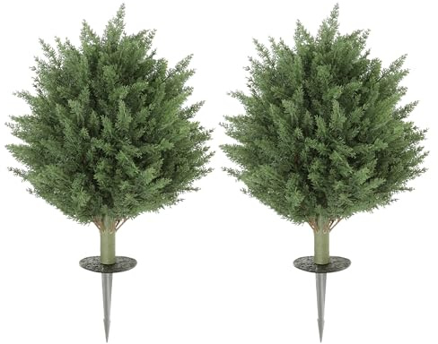 HOMCOM Juego 2 cipreses Artificiales topiarios 60 cm Resistente UV, Verde