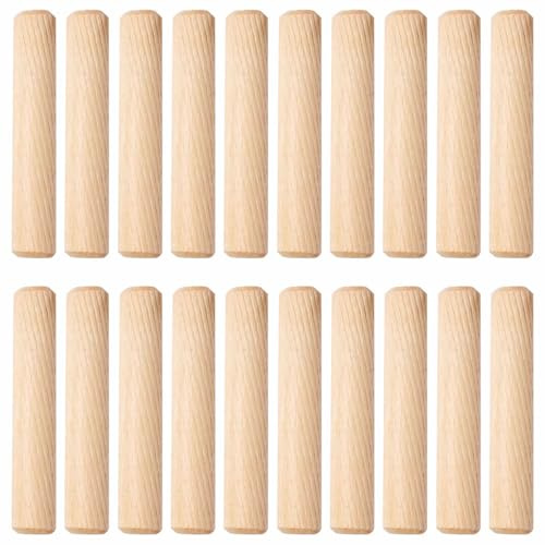 20 tasselli per legno, tappi per scanalature in legno duro, tasselli in legno scanalati per la lavorazione del legno, progetti fai da te e modellismo (12 mm x 100 mm)