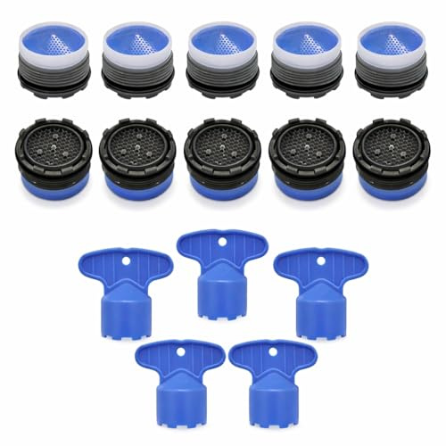 10 Stück Wasserhahn-Luftsprudler, Küchenarmatur-Luftsprudler M18,5, Ersatz-Wasserhahnfilterdüse mit 5 Schraubenschlüsseln