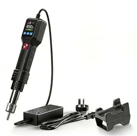 Vroomoto Station de Retouche à Air Chaud 2 en 1, Kit de Soudage avancé, écran LCD, Parfait pour la Réparation électronique (Configuration standard Prise UE 220-240V)