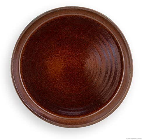 K&K Base Bol/Soucoupe Ronde 40 cm pour Pot de Fleurs Venus II sans poignée en céramique Marron Brillant 50 x 40 cm