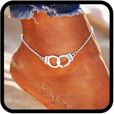 Yean Chaîne de pied punk chaîne de cheville en argent bracelet de cheville menottes pour femmes et filles (Argent)